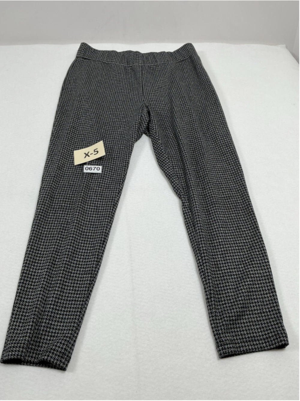 Womans Excellent Cond. Loft Checkered Pull On Casual Pants XL Gray Black